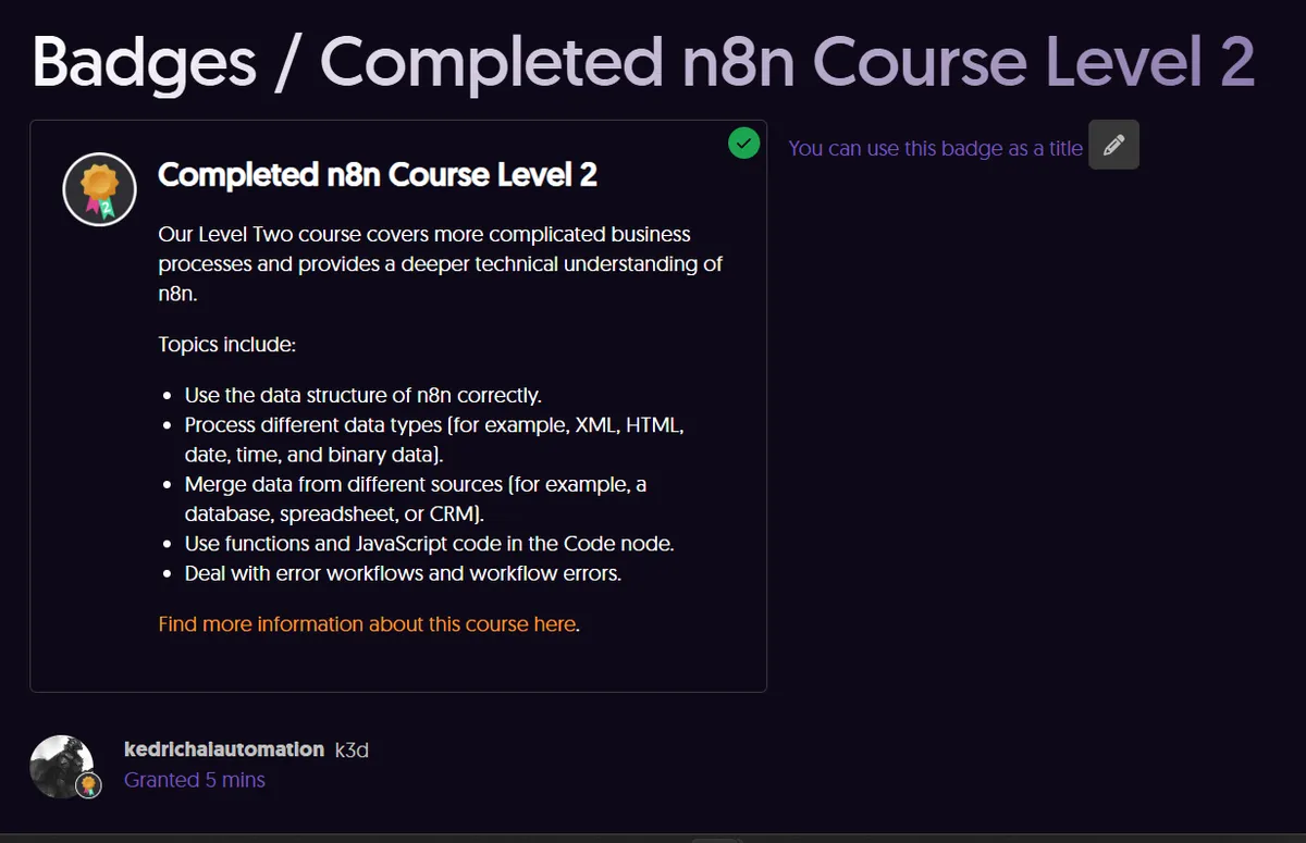 n8n Course Level 2 — n8n